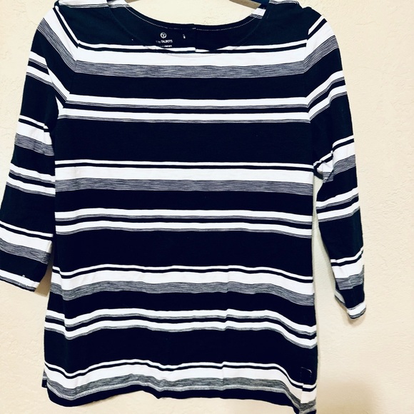 Talbots Tops - Talbots Black and White Striped Long Sleeve Top size Small EUC